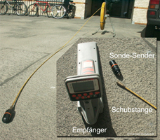 Leitungsortung mit der Schubsonde: Schubstange mit gro&szlig;em aktivem Sender
